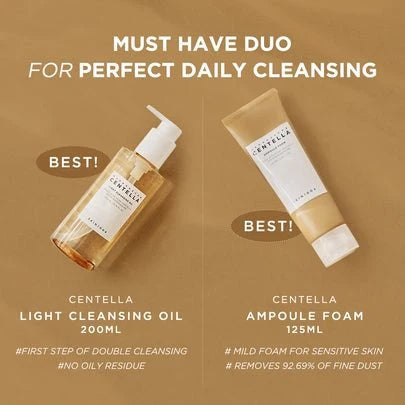 Centella Double Cleansing Duo – Light Cleansing Oil + Ampoule Foam for Acne & Sensitive Skin