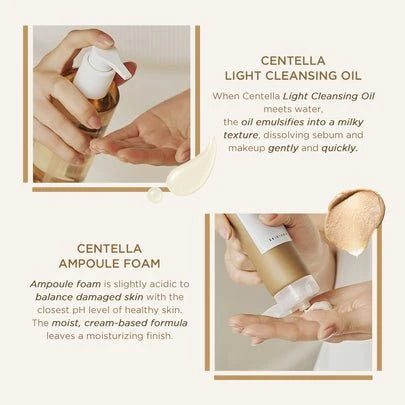 Centella Double Cleansing Duo – Light Cleansing Oil + Ampoule Foam for Acne & Sensitive Skin
